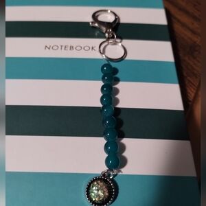 Hand Crafted Teal Beaded Key Holder